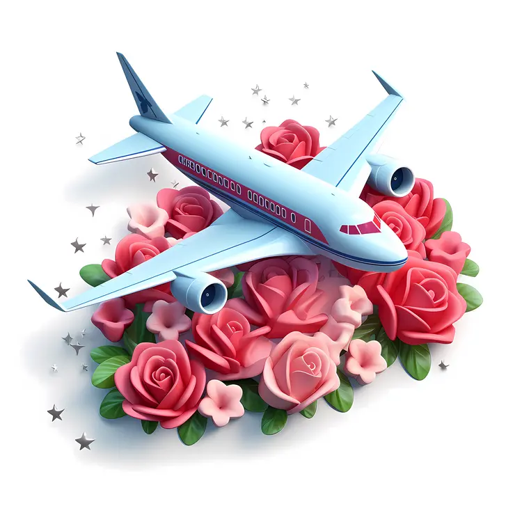 Airplane Resting on Roses