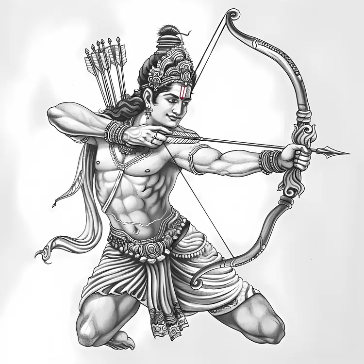 Hindu Deity with Bow and Arrows