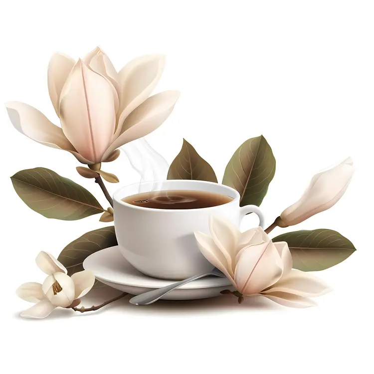 White Cup with Elegant Blossoms