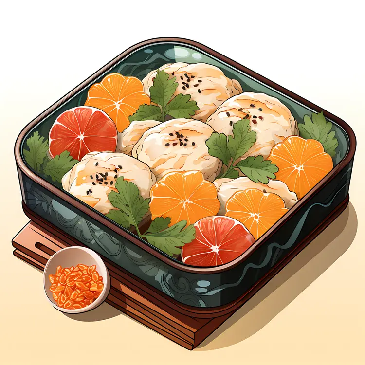 Steamed Dumplings with Oranges and Herbs