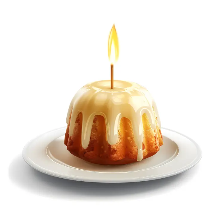 Bundt Cake with Candle on Plate