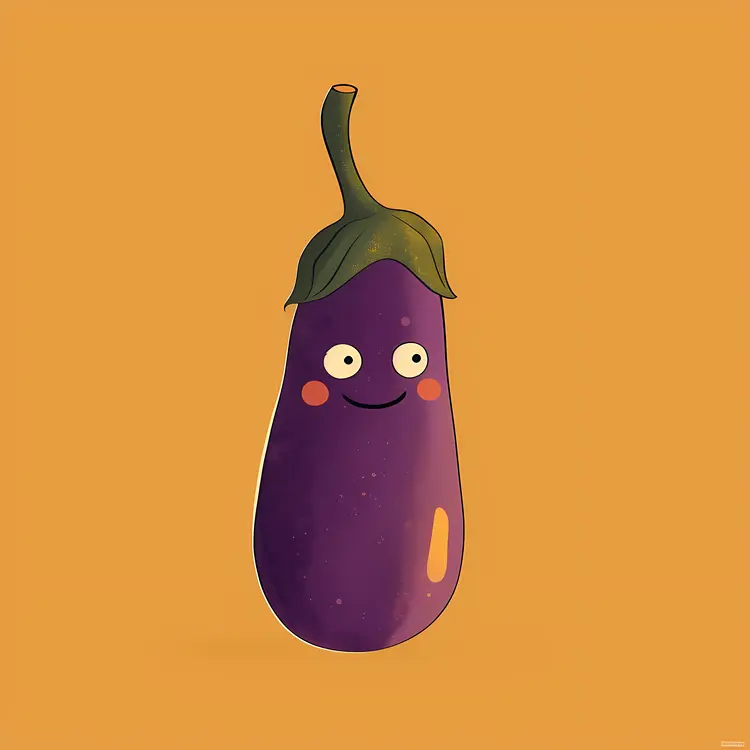 Cute Smiling Eggplant Cartoon