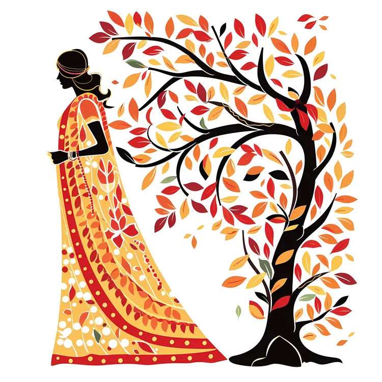 Artistic Illustration of Woman and Tree