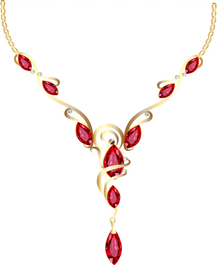 Elegant Red Gem Necklace with Gold Chain