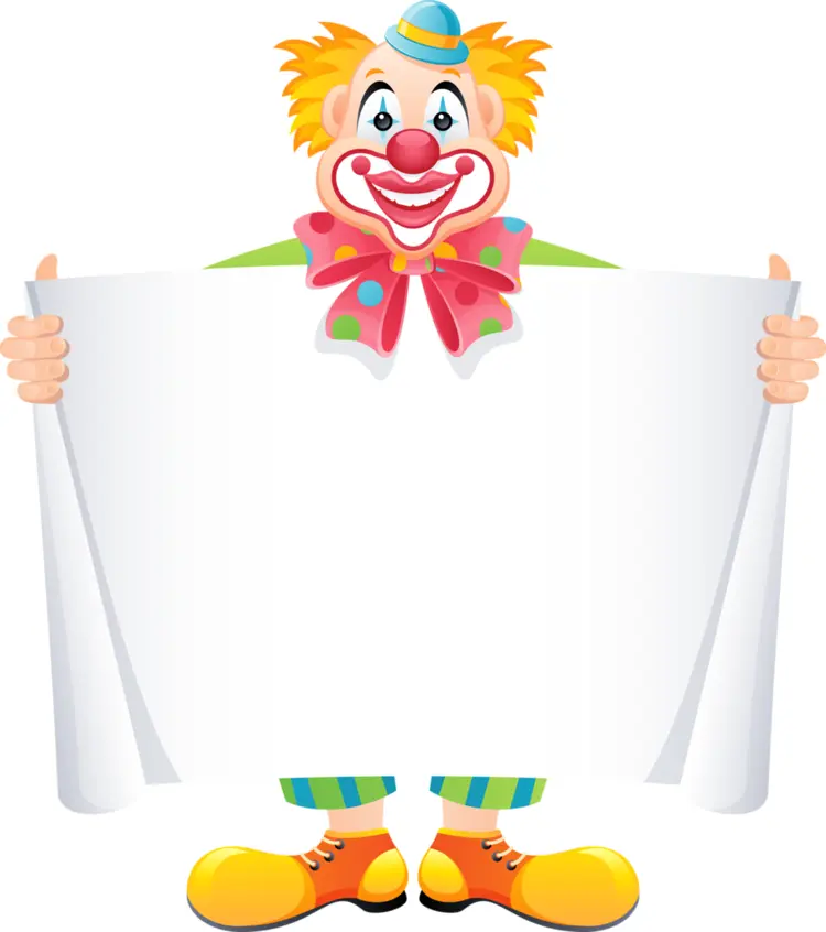 Clown Holding Blank Sign