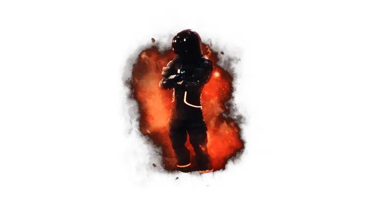 Astronaut Surrounded by Flames