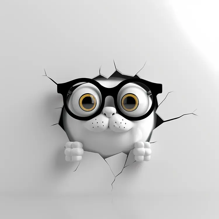 Cute Cartoon Cat with Glasses