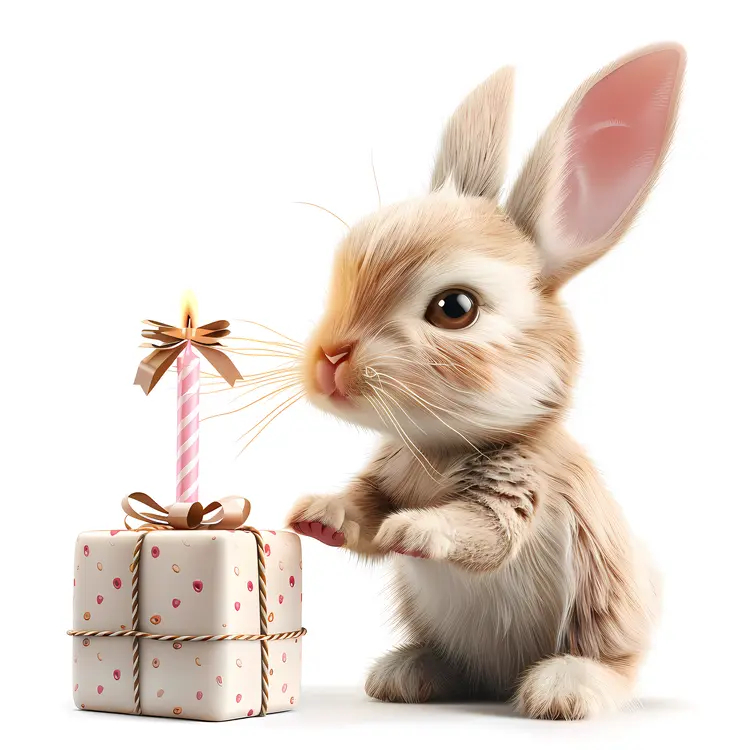 Bunny with Birthday Gift