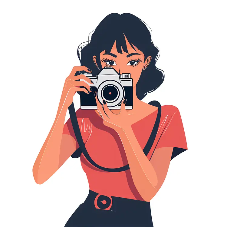 Modern Woman with Camera Illustration