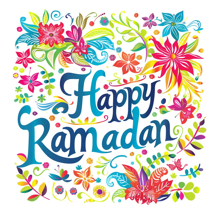 Floral Happy Ramadan Text