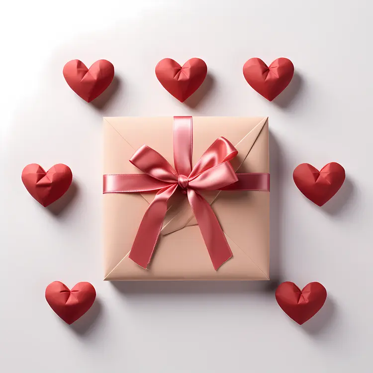 Beautiful Gift Box with Hearts for Valentine's Day