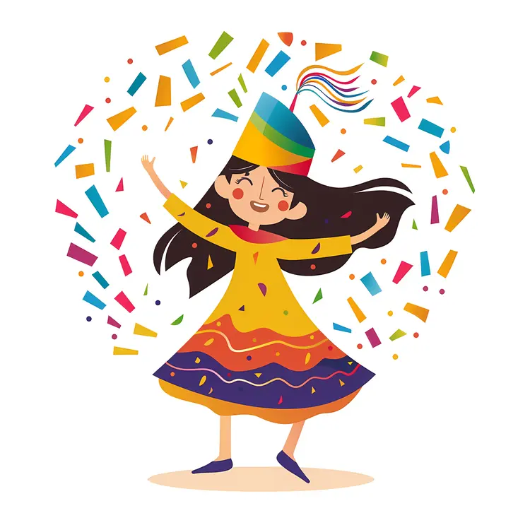 Girl in Colorful Dress Dancing