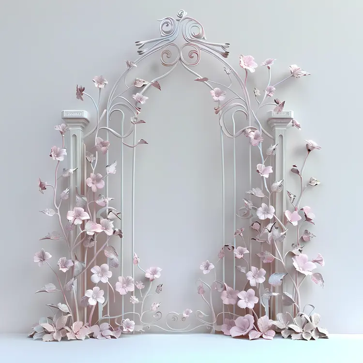 Delicate Decorative Gate with Pink Flowers