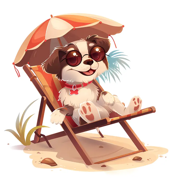 Cool Dog Relaxing on Beach