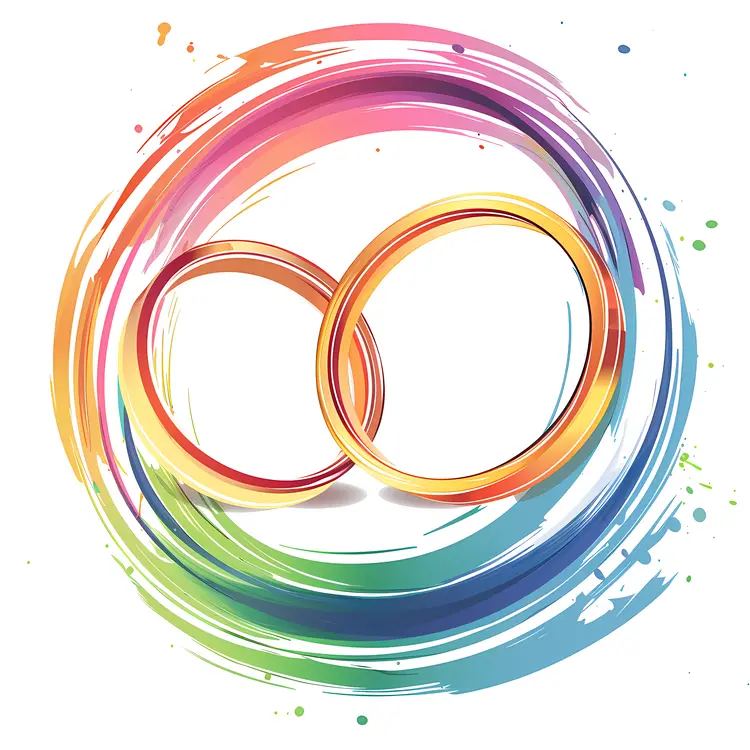 Colorful Wedding Rings Symbol