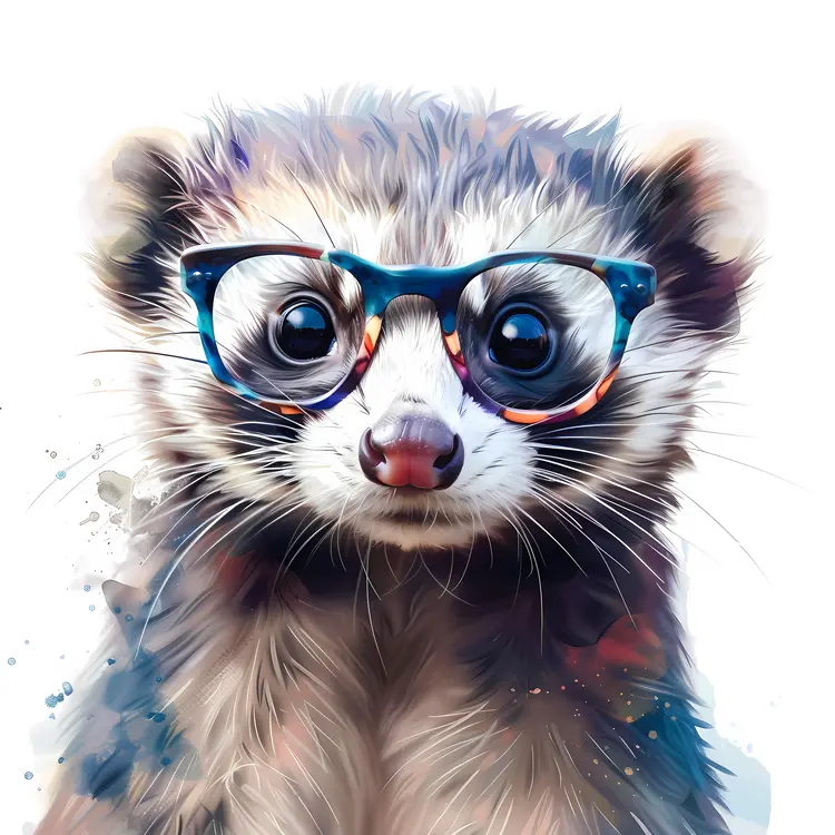 Ferret with Glasses Illustration