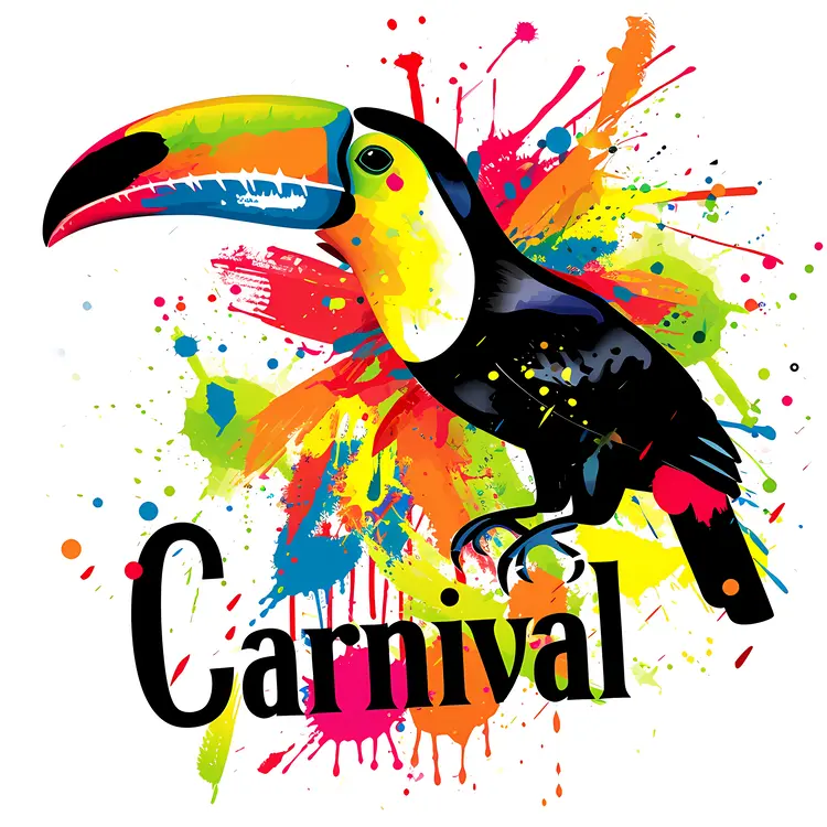 Colorful Toucan with Carnival Text