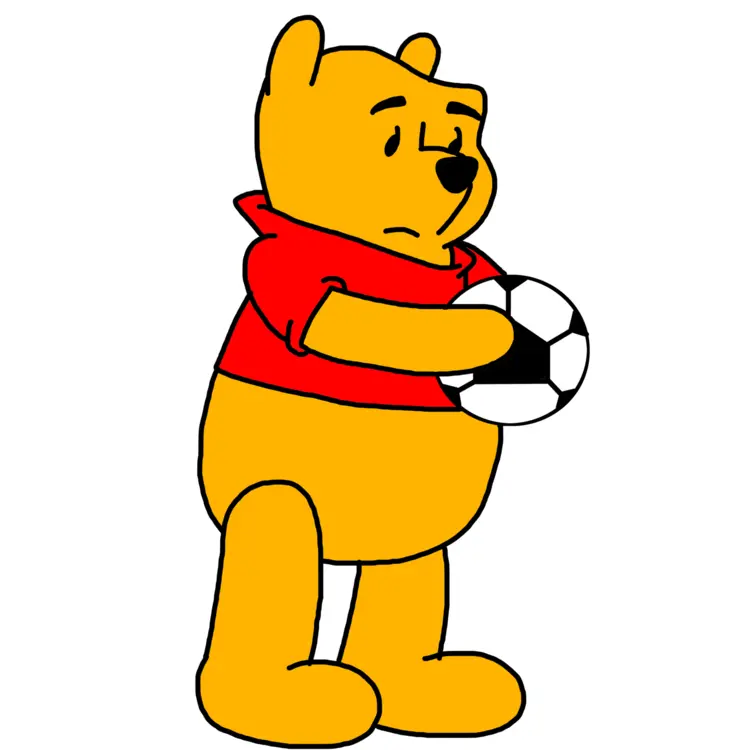 Yellow Bear Holding a Soccer Ball