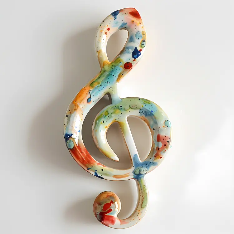 Vibrant Colorful Treble Clef Art