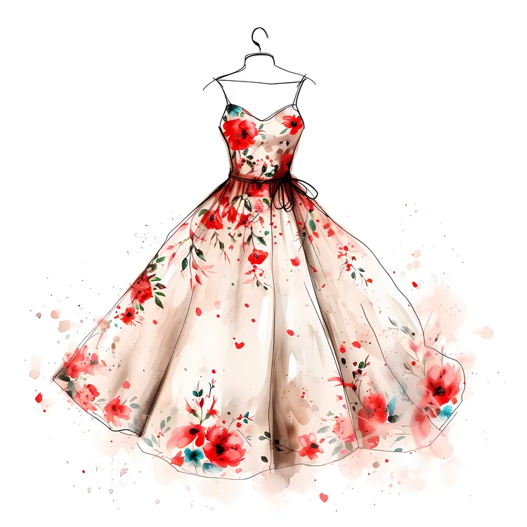 Elegant Floral Dress Illustration