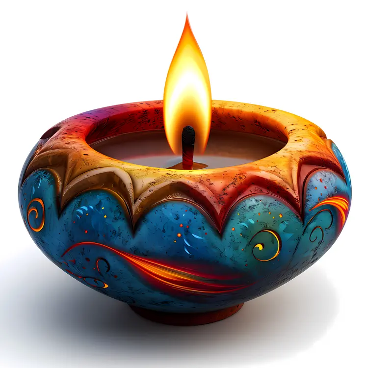 Colorful Candle in Decorative Bowl