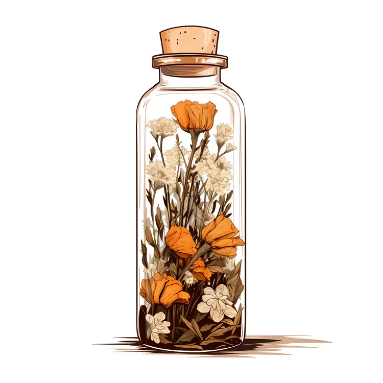 Orange and White Flowers in a Glass Jar
