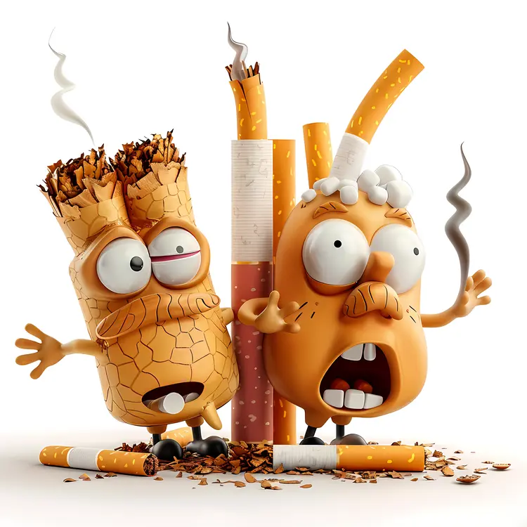 Funny Cigarette Characters Cartoon