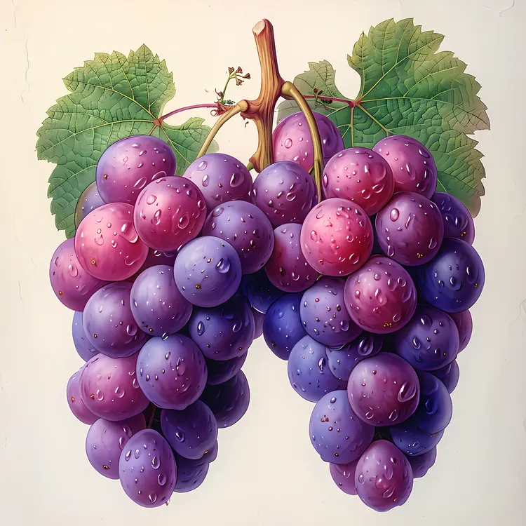 Juicy Purple Grapes with Water Droplets
