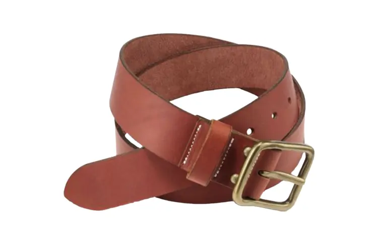 Red Leather Belt with Brass Buckle