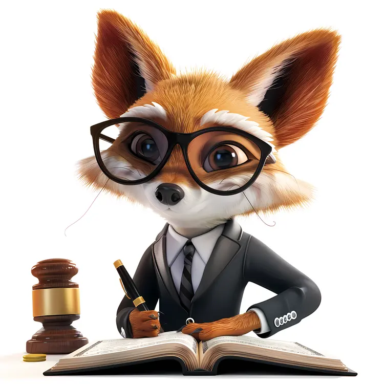 Fox Lawyer with Gavel and Book
