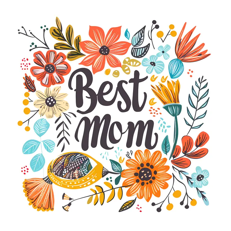 Best Mom Floral Illustration