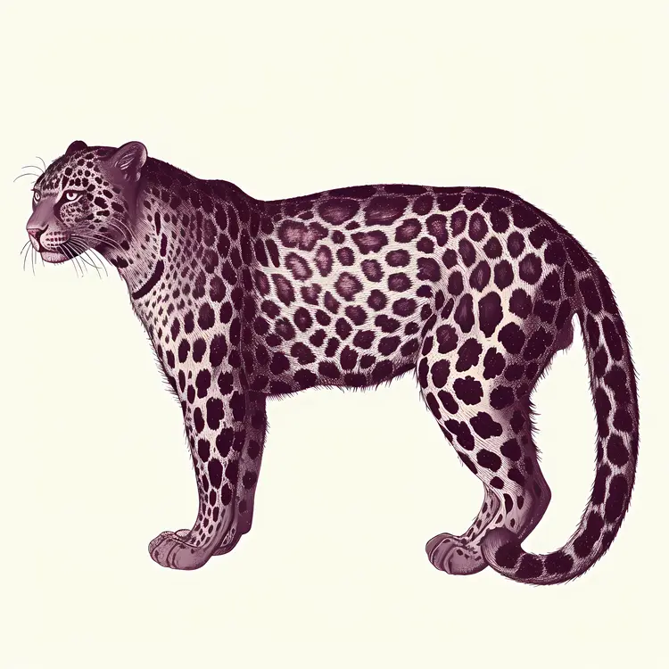 Standing Leopard with Spots Illustration