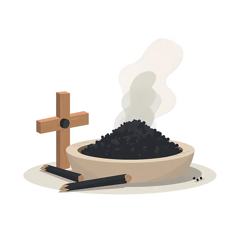 Ashes and Cross in a Bowl with Smoke