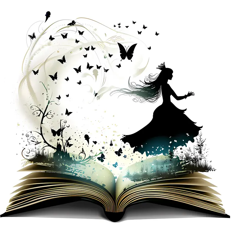 Magical Fairy Tale Book with Princess and Butterflies