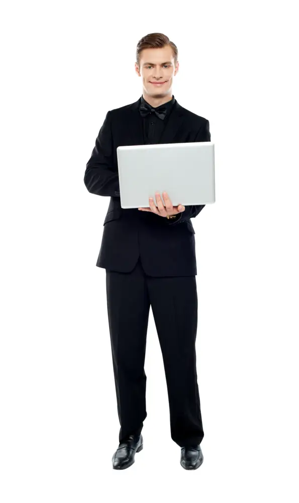 Businessman Holding Laptop