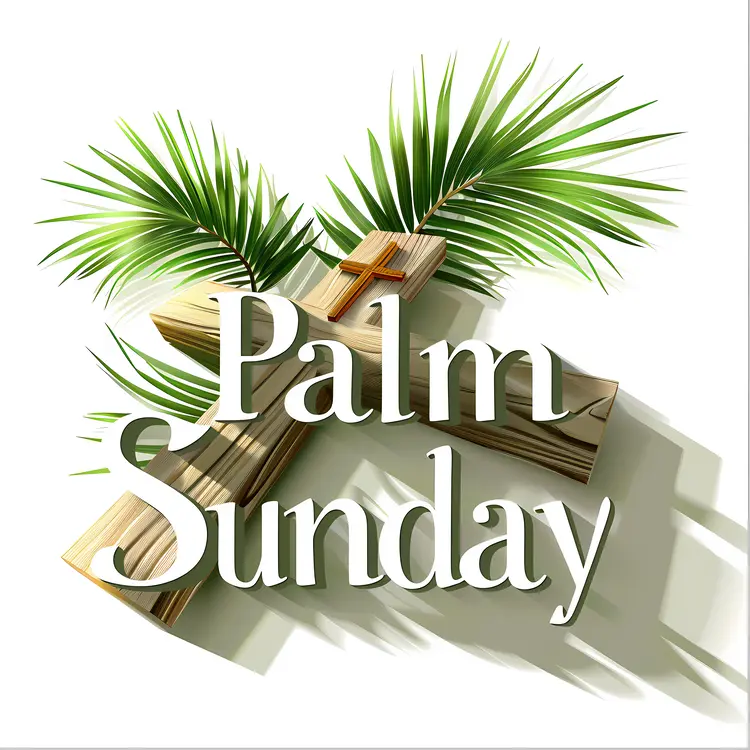 Palm Sunday with Cross and Palm Leaves