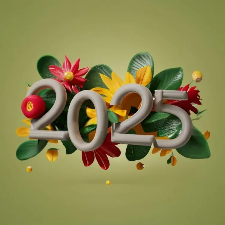 2025 New Year with Floral Decorations