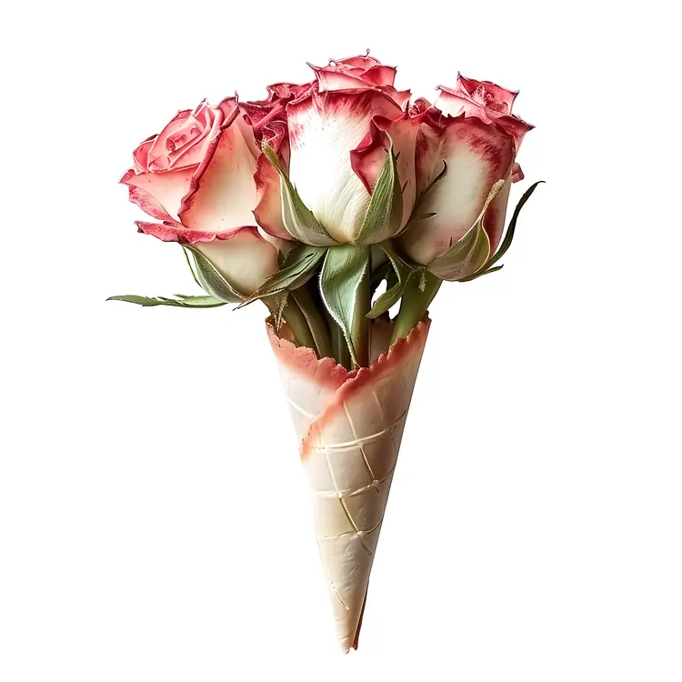 Pink Roses in Waffle Cone Photo