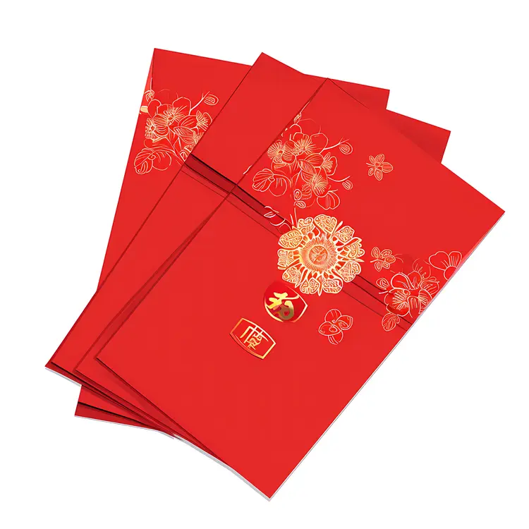 Red Envelopes with Gold Floral Design for Chinese New Year