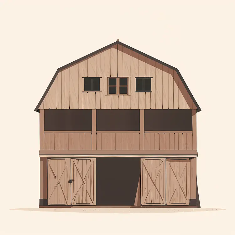 Wooden Barn with Double Doors