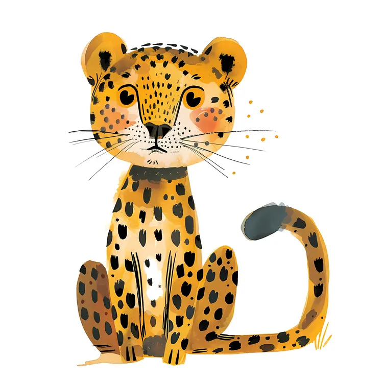 Cute Cartoon Leopard with Spots