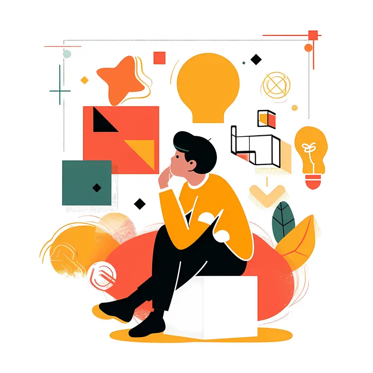 Person Thinking with Light Bulb Ideas