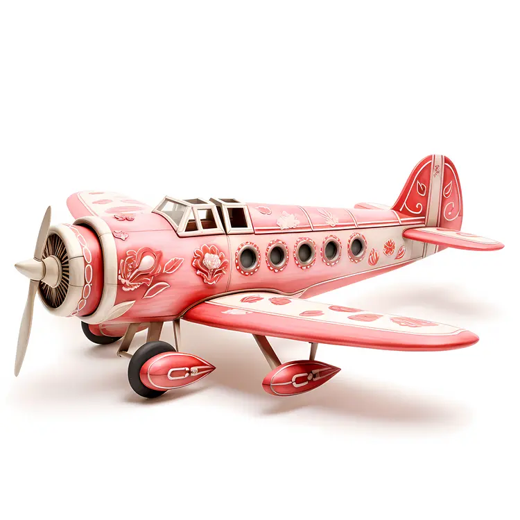 Decorative Pink Airplane with Floral Patterns