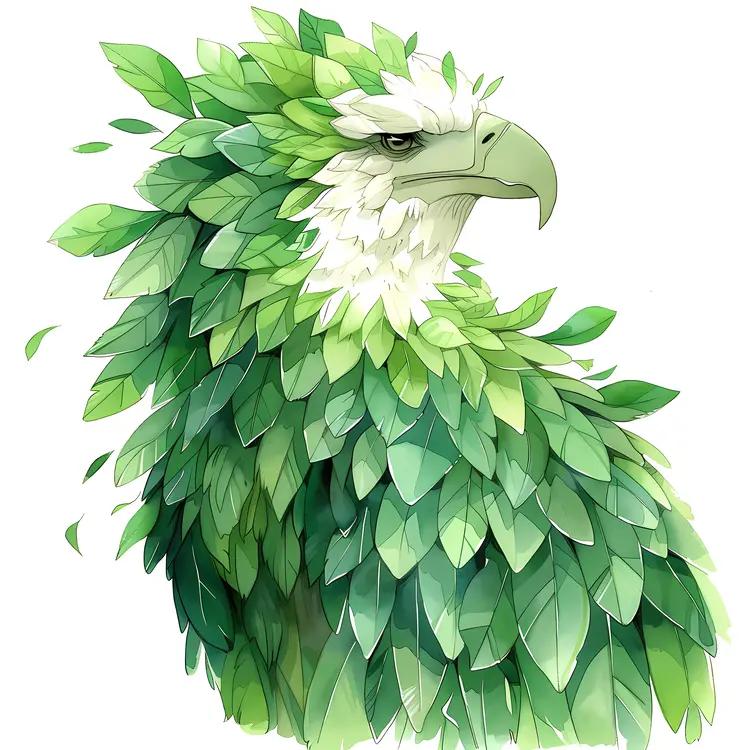 Green Leafy Bird Illustration