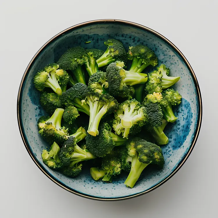 Fresh Broccoli in a Blue Bowl