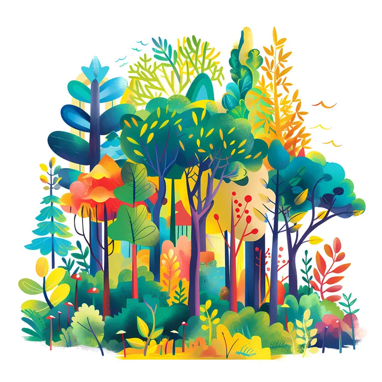 Vibrant Forest Illustration