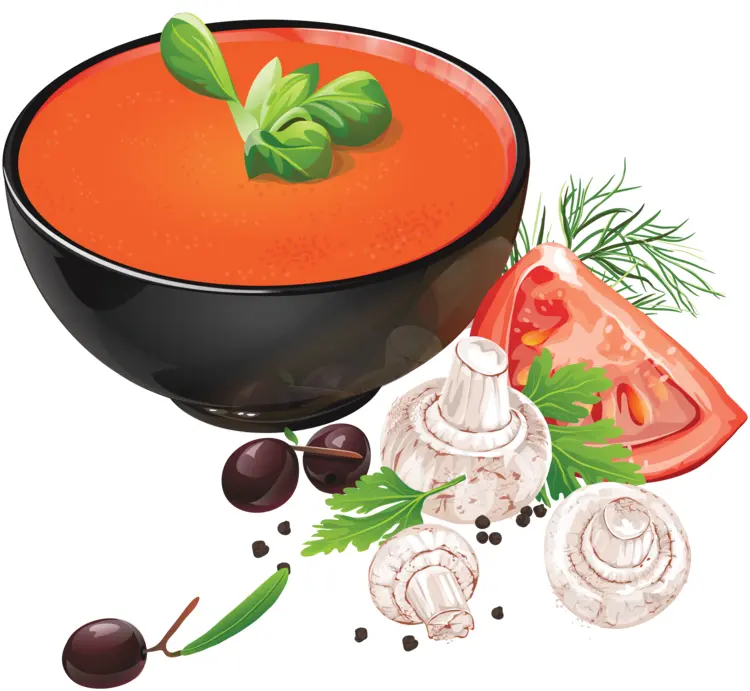 Tomato Soup with Mushrooms and Vegetables