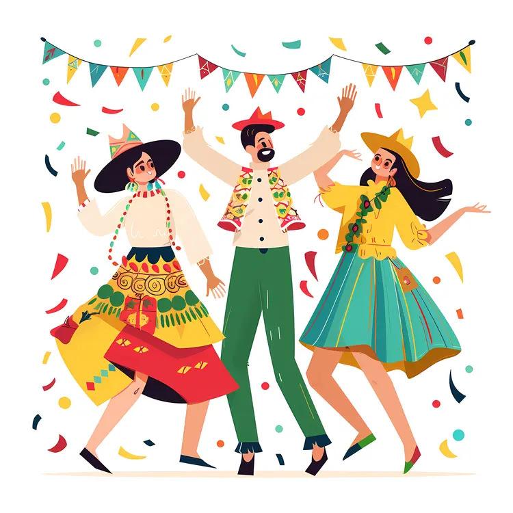 Colorful Festival Dancing People Illustration