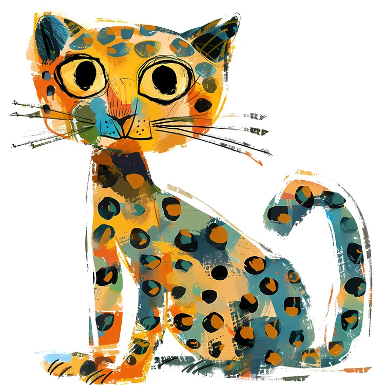 Colorful Leopard Illustration with Artistic Spots