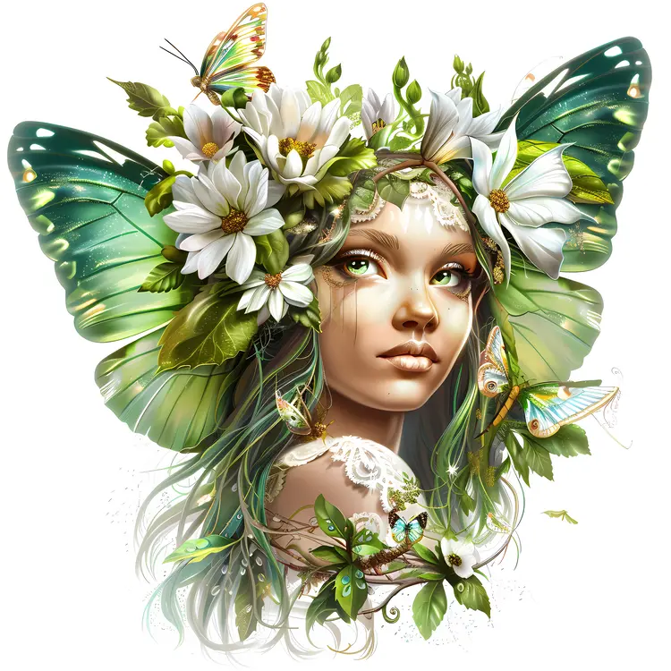 Butterfly Fairy with Flowers